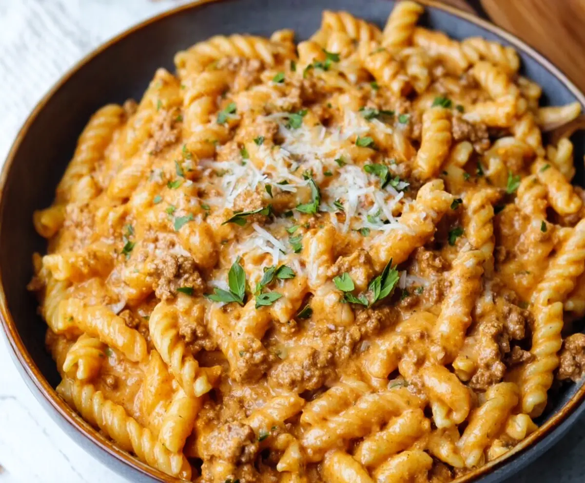 Easy Creamy High Protein Beef Pasta