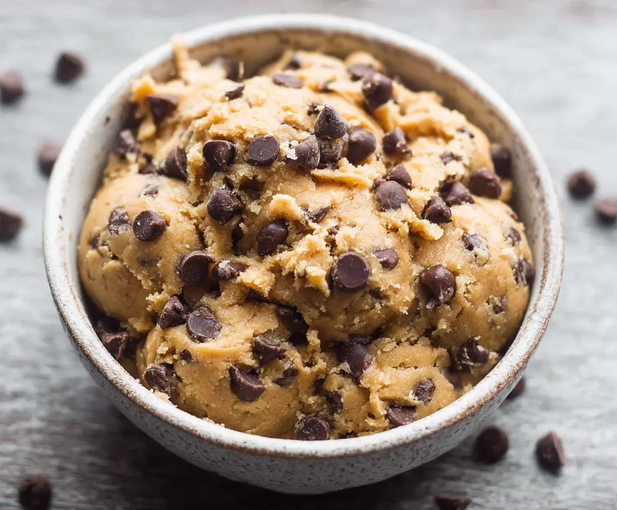 Healthy cookie dough made with natural ingredients and no added sugars, perfect for a guilt-free snack.