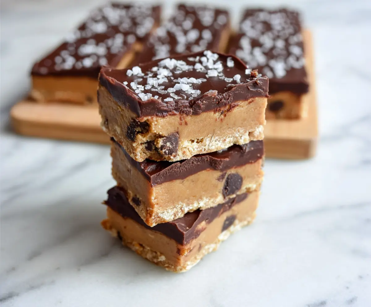 Healthy no bake vegan cookie dough bars on a plate, gluten-free and packed with natural ingredients.