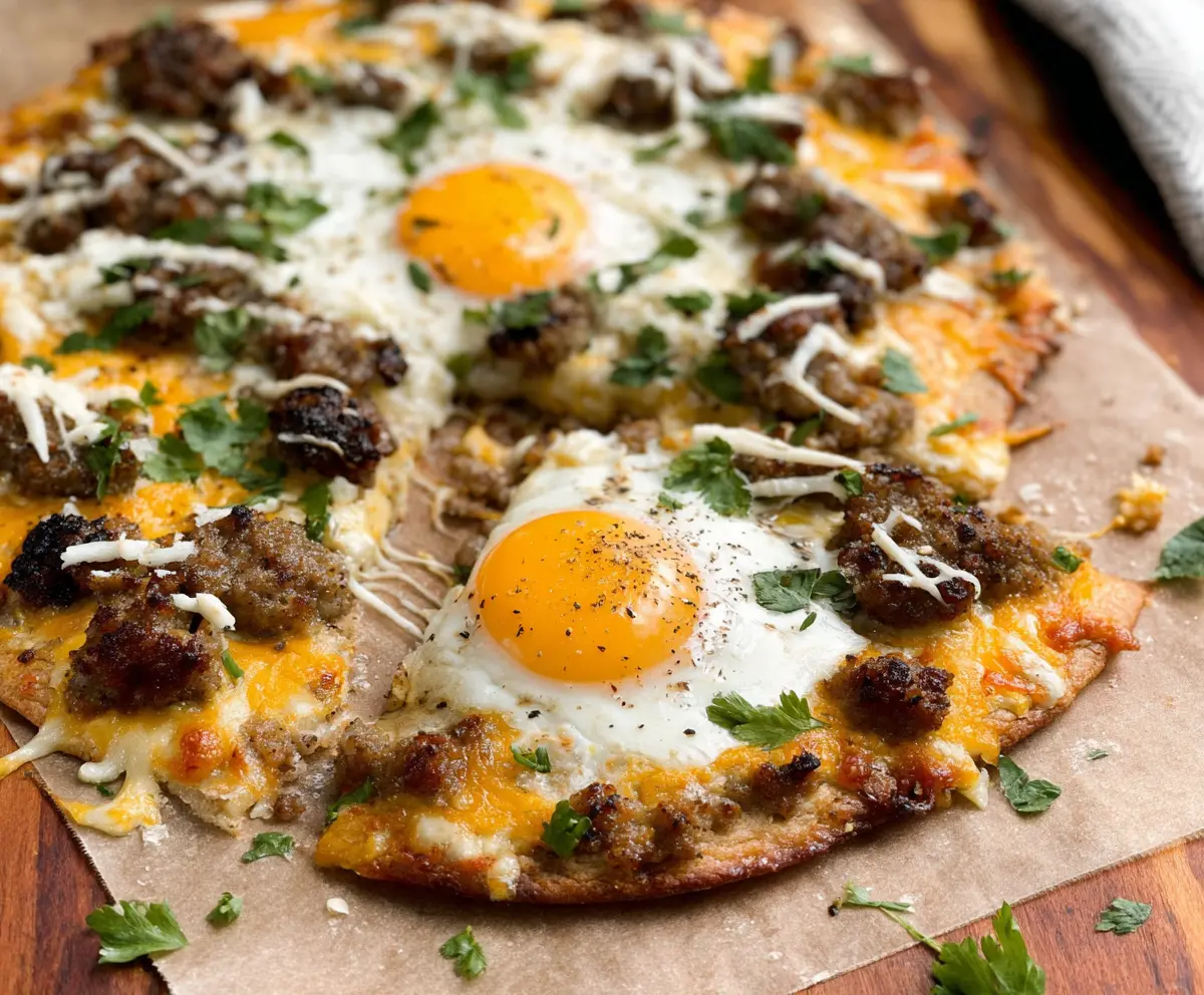 Easy High Protein Sausage & Egg Breakfast Pizza