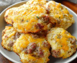 Delicious keto sausage and cheese biscuits perfect for a low-carb breakfast.