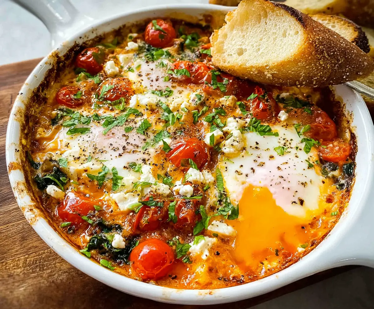 Easy Mediterranean Baked Feta Eggs
