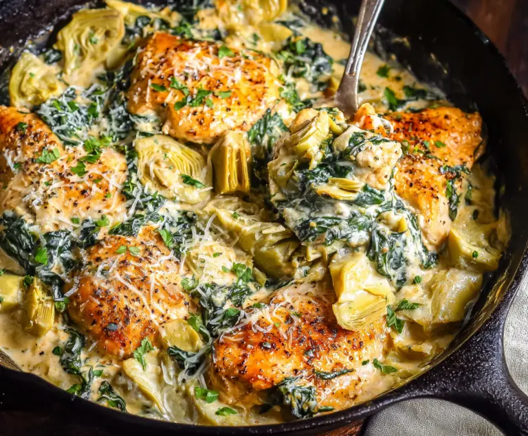 Spinach Artichoke Chicken Skillet Low Carb Dinner