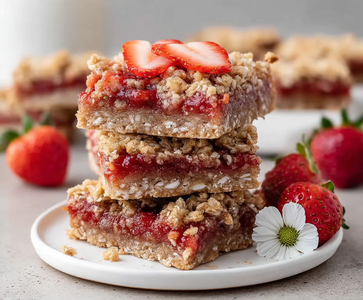 Healthy Vegan Strawberry Oatmeal Bars