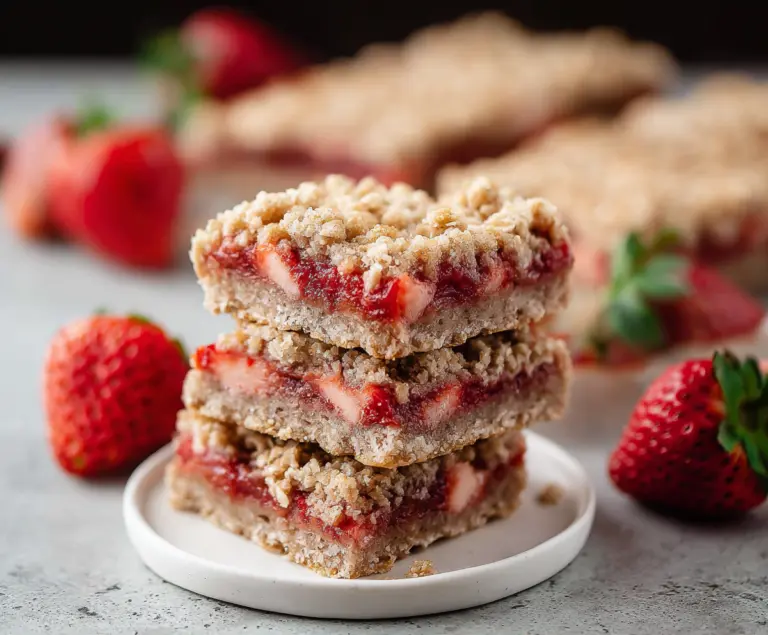 Healthy Strawberry Oatmeal Bars (Vegan + Gluten Free)