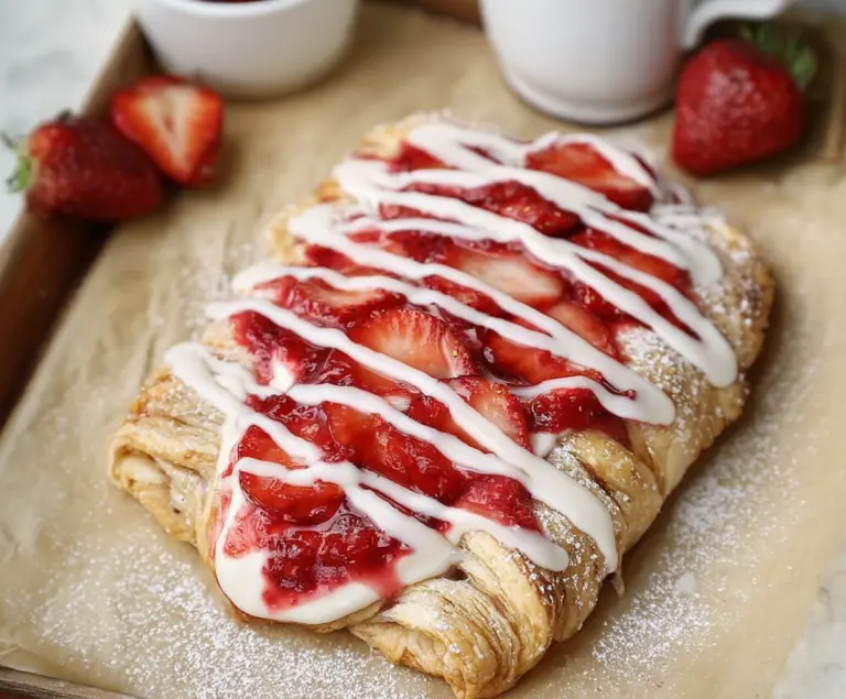 Valentines desserts : Vegan Strawberry Cream Danish