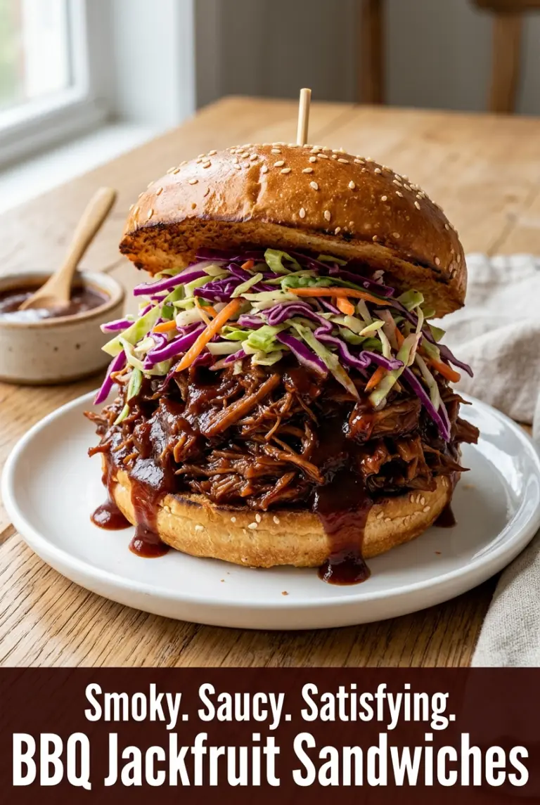 Barbecue Jackfruit Sandwiches with Cabbage Slaw