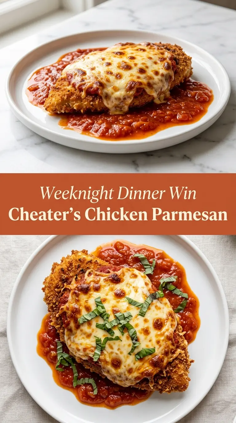 Cheater's Chicken Parmesan crispy cheesy baked