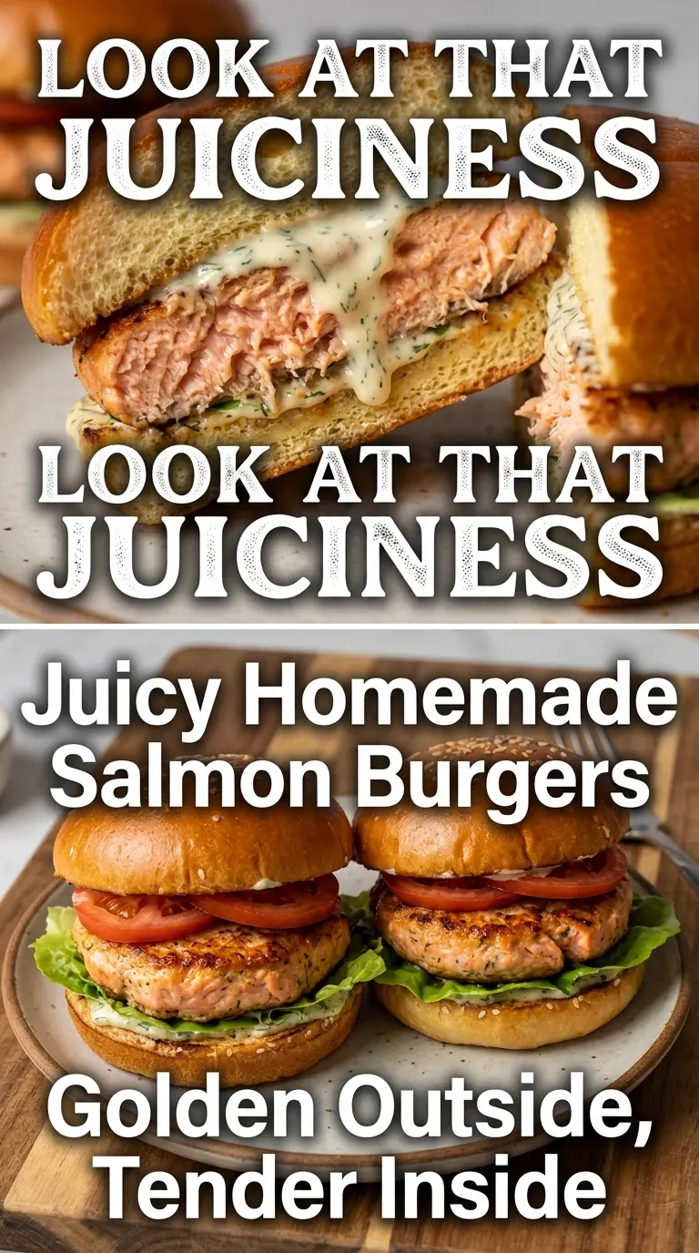 Juicy Homemade Salmon Burgers crispy tender lemon dill