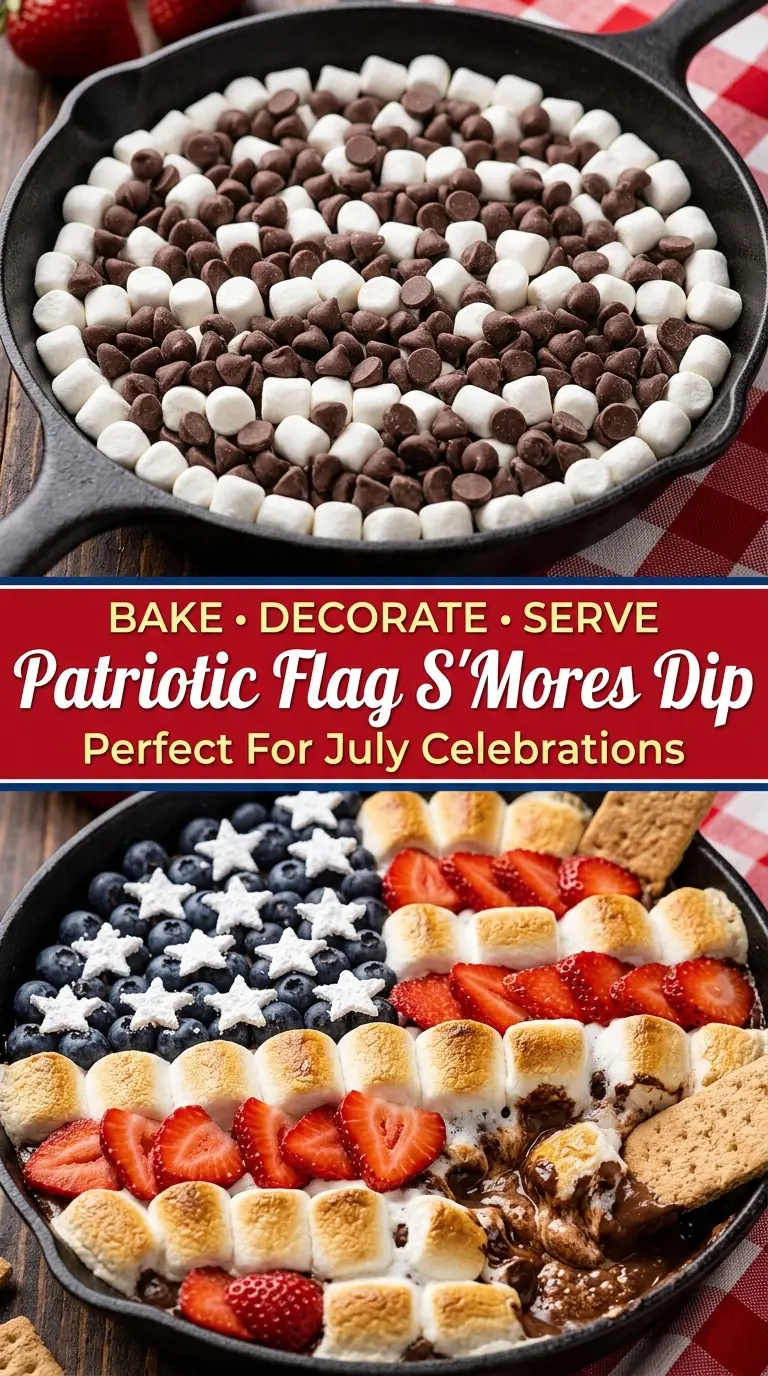 Patriotic Flag S'Mores Dip gooey berry dessert