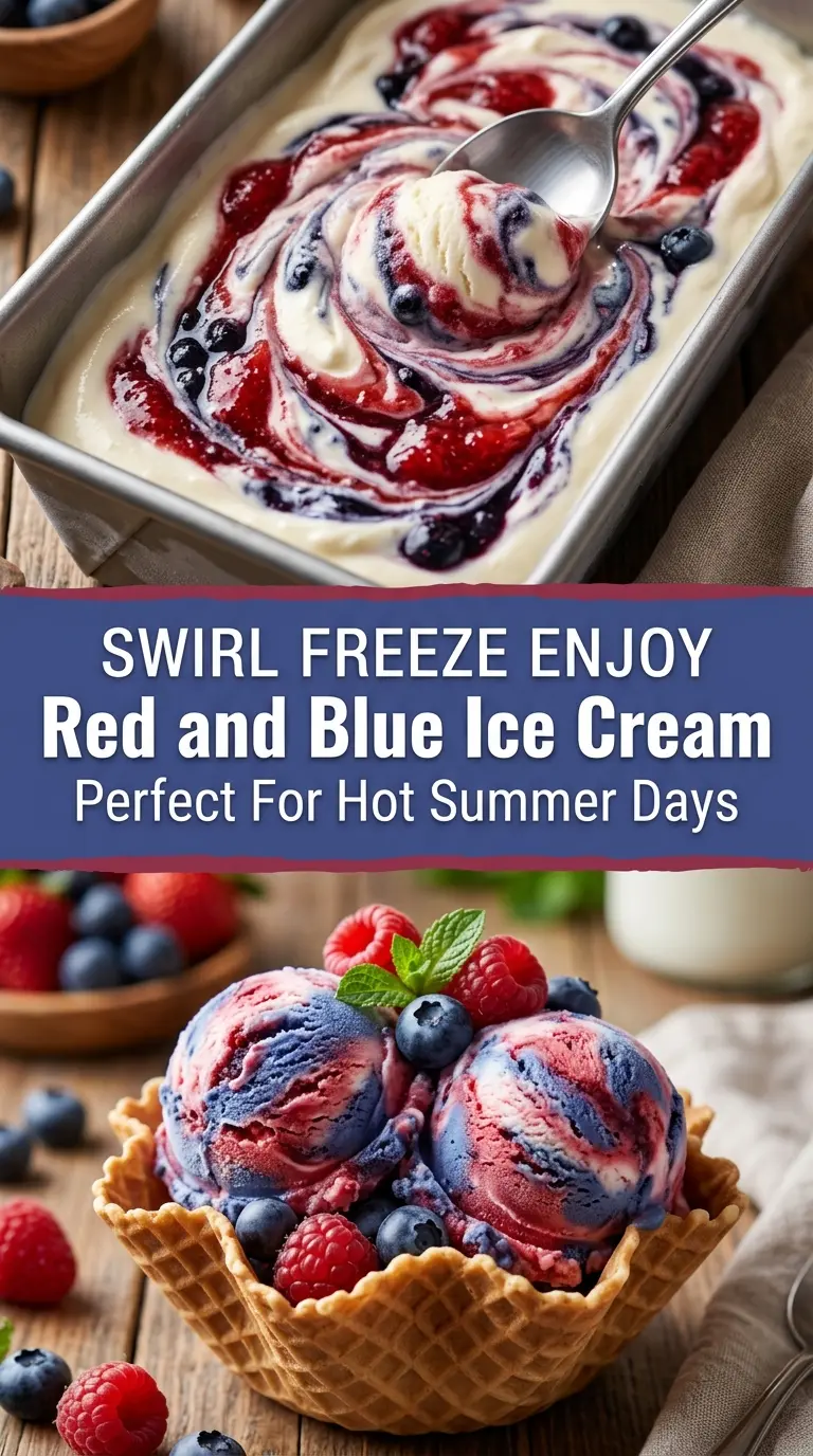 Patriotic Red and Blue Ice Cream creamy berry swirls