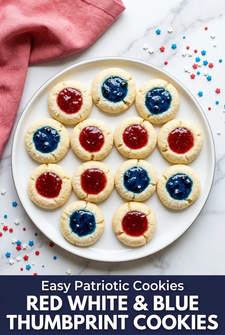 Red White and Blue Thumbprint Cookies