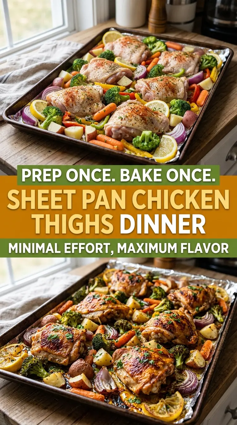 Sheet Pan Chicken Thighs Dinner juicy roasted vegetables