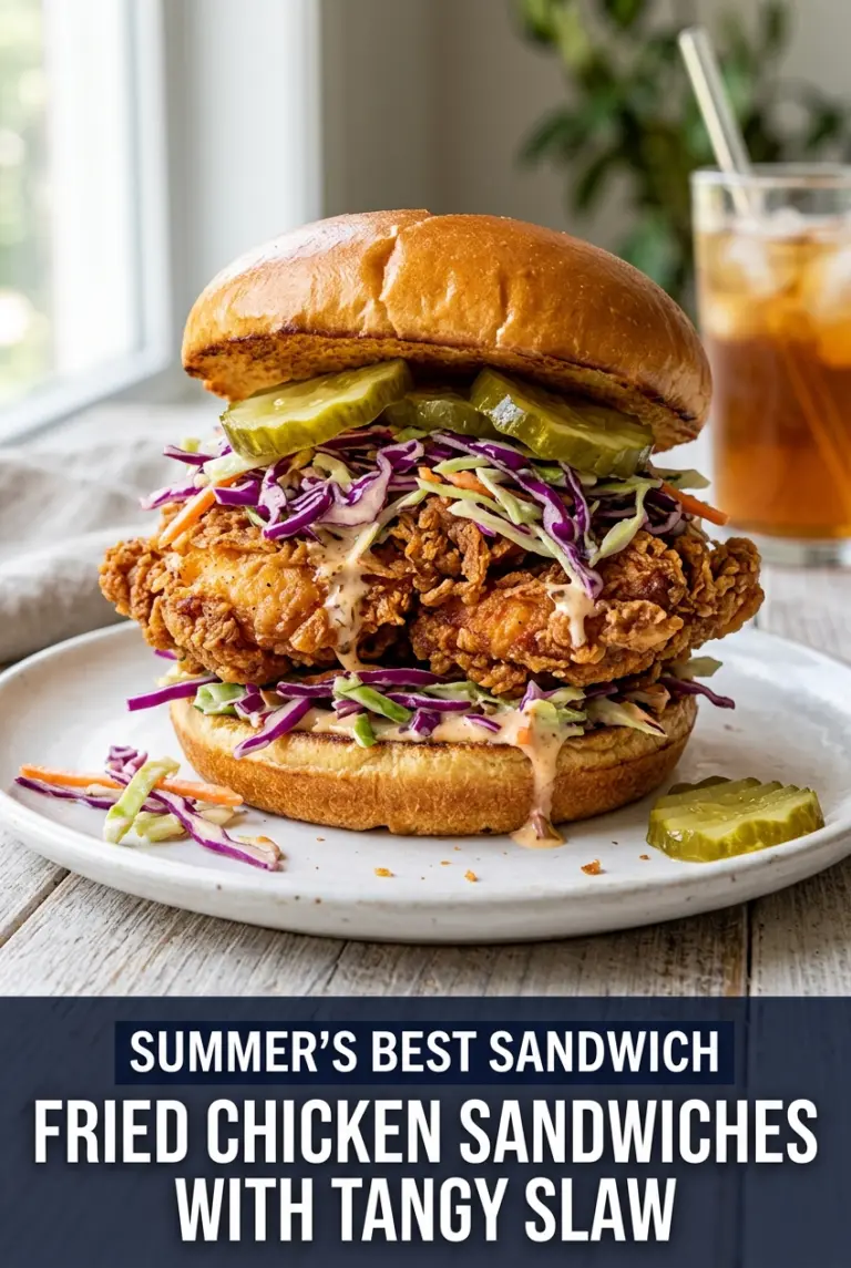Summertime Fried Chicken Sandwiches With Tangy Slaw