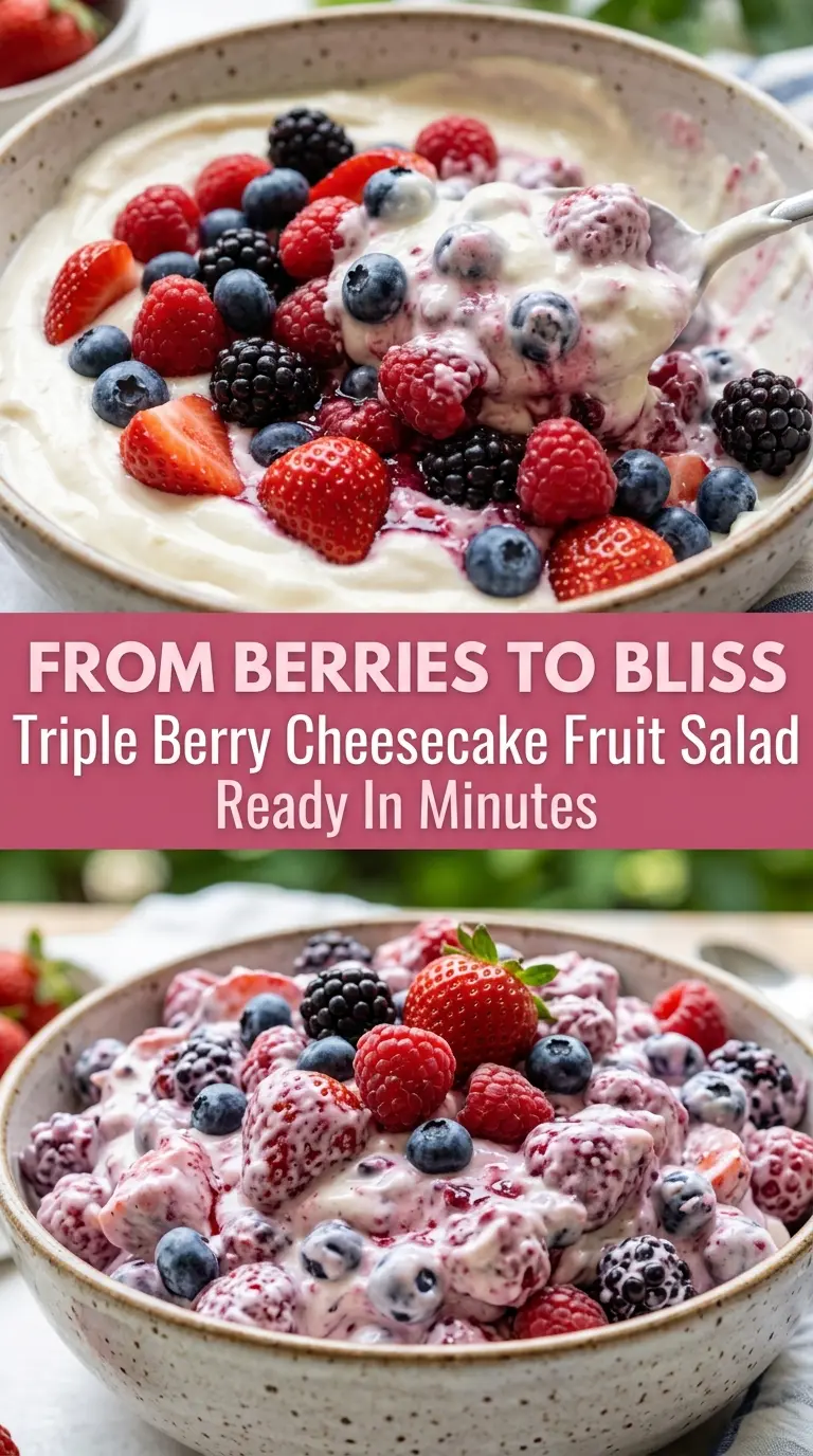 Triple Berry Cheesecake Fruit Salad creamy berries