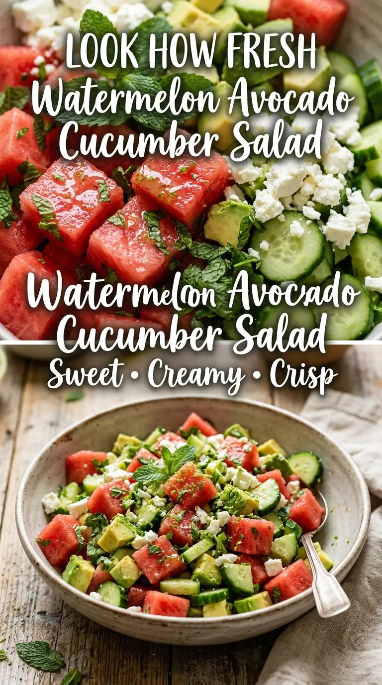 Watermelon avocado cucumber salad fresh crisp creamy