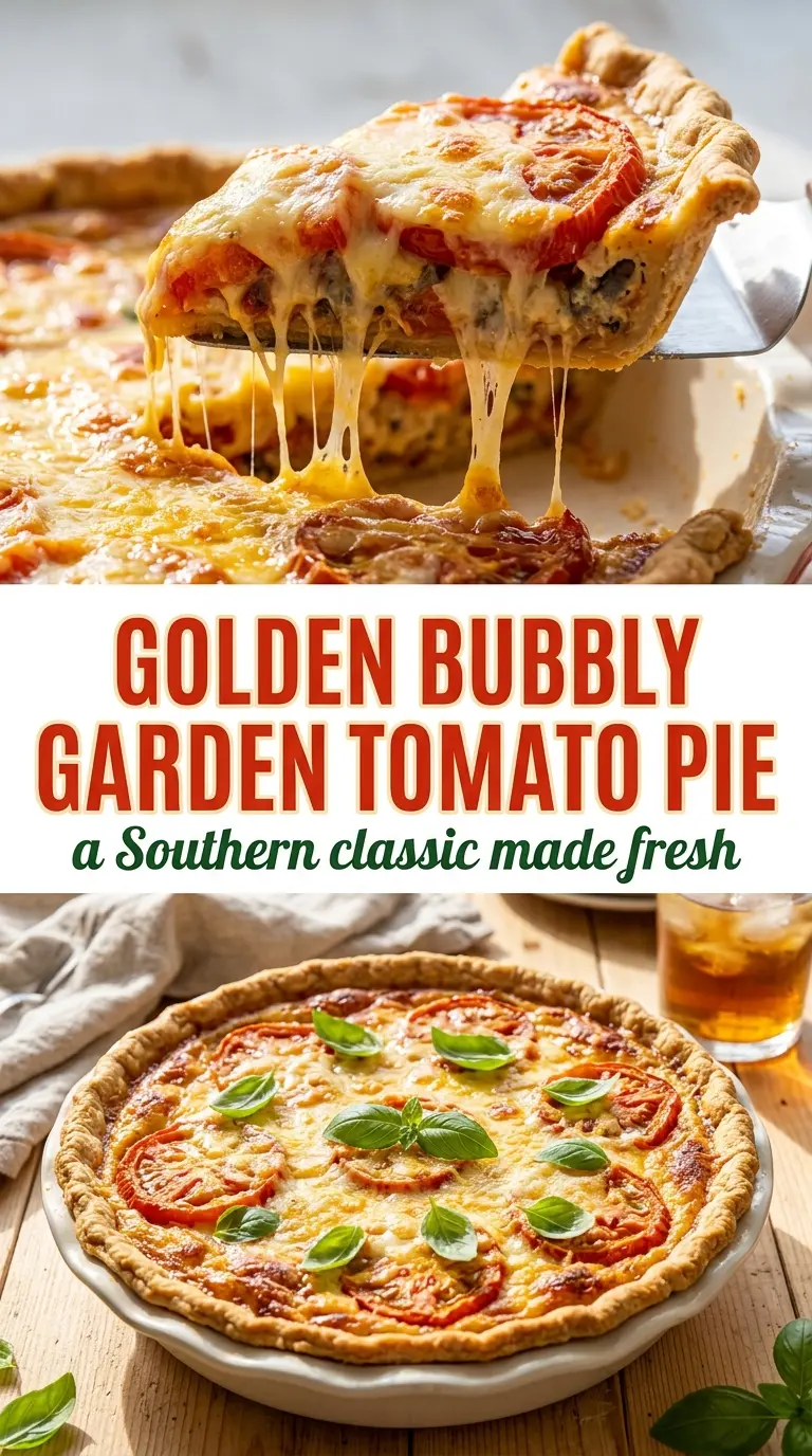 Fresh Garden Tomato Pie juicy cheesy basil