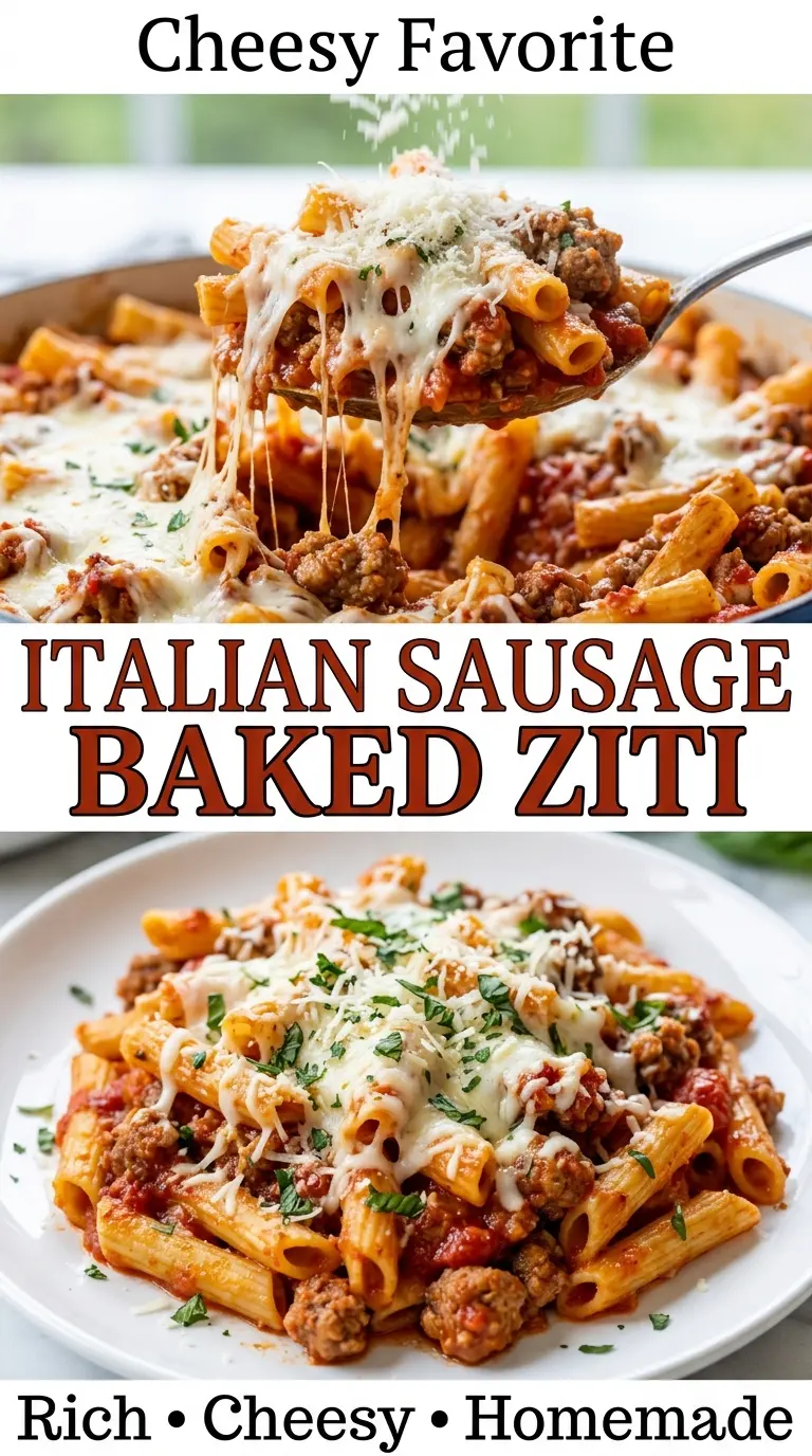 Italian Sausage Baked Ziti cheesy hearty