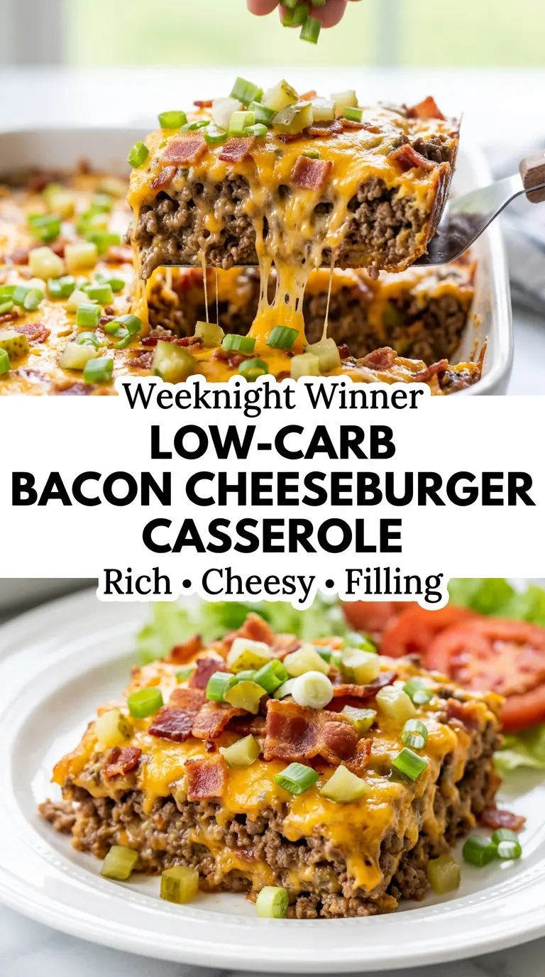 Low-Carb Bacon Cheeseburger Casserole cheesy savory baked