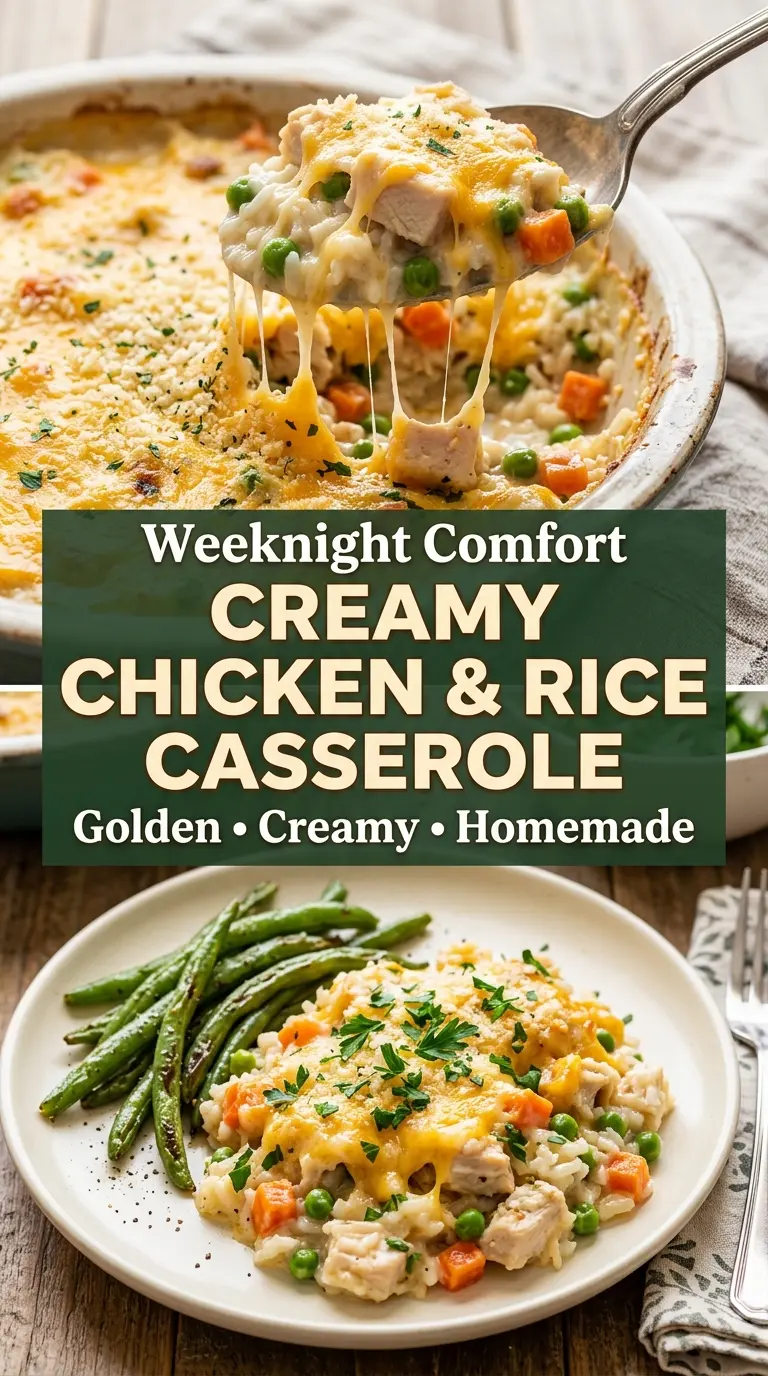 Creamy Chicken and Rice Casserole creamy cheesy baked