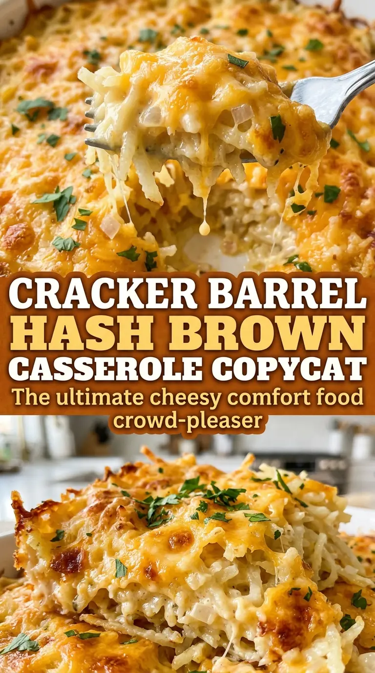 Cracker Barrel Hash Brown Casserole Copycat creamy golden potato bake