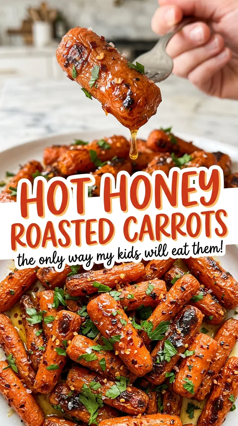 Hot Honey Roasted Carrots with glossy spicy glaze