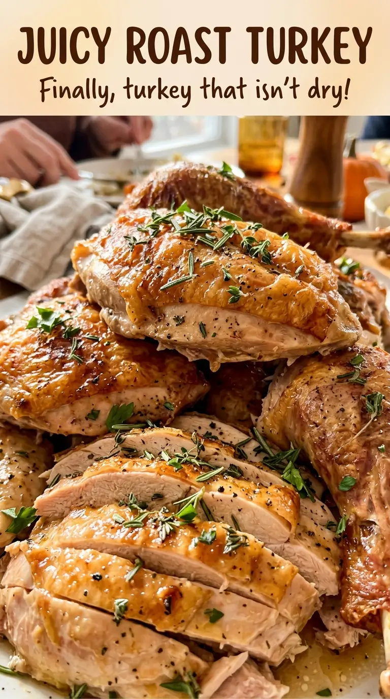 Juicy Roast Turkey with browned, herb-scented skin