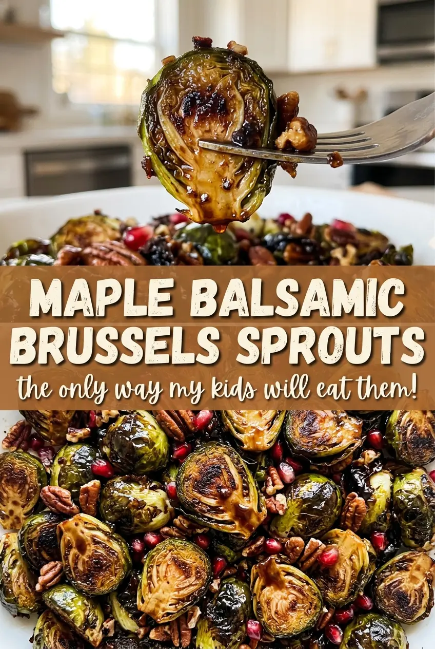 Maple Balsamic Brussels Sprouts browned and glossy
